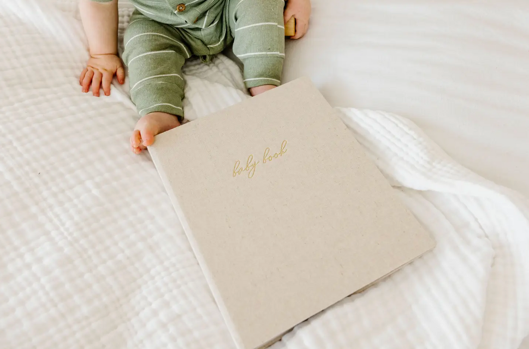 First Year Baby Memory Book + Gift Box - Sand