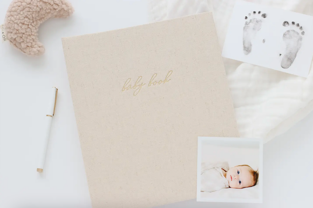 First Year Baby Memory Book + Gift Box - Sand