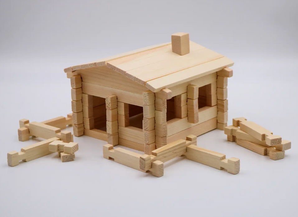 Natural Wood Log Cabin Building Set