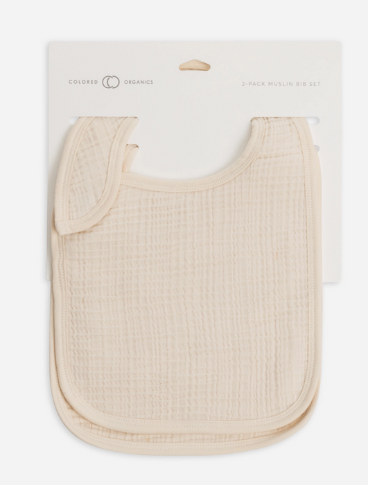 Organic Baby Muslin Classic Bib Set - Natural