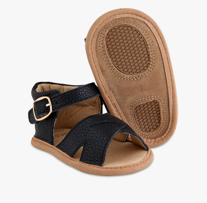 Leather Baby Sandals - Black