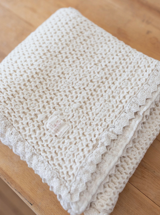 cozy waffle blanket - milk