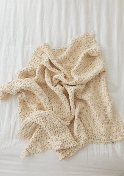 cozy waffle blanket - milk