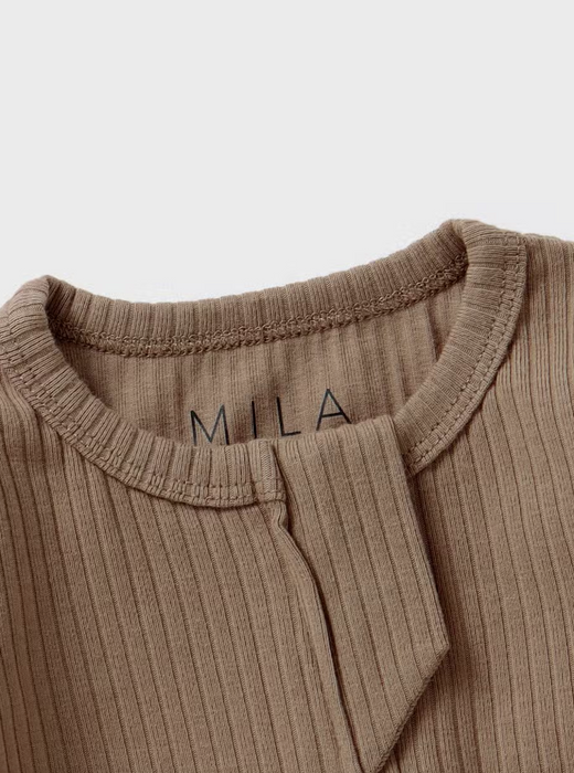 Ribbed Zipper Romper | Cappuccino