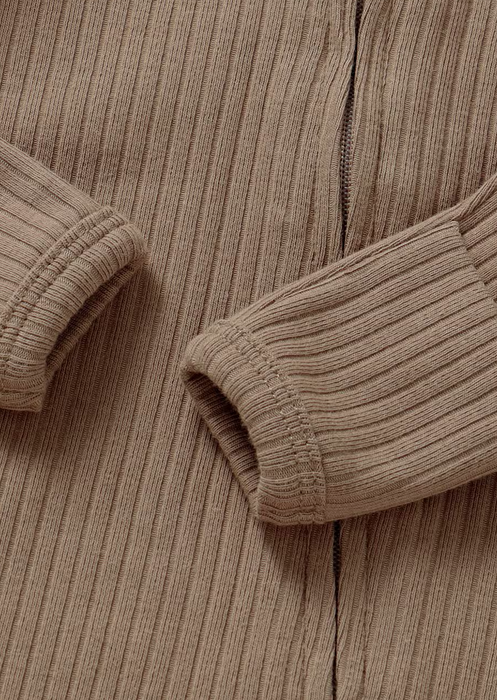 Ribbed Zipper Romper | Cappuccino