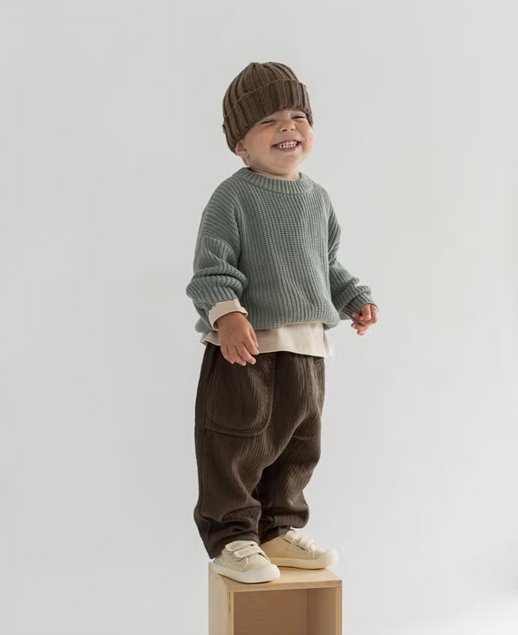 chunky knit pullover - mist