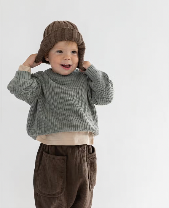 chunky knit pullover - mist