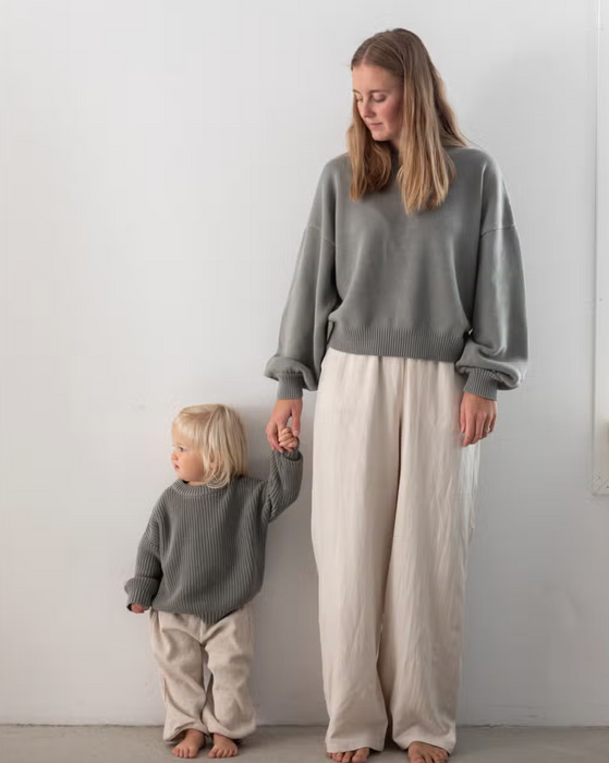 adult cotton knit pullover - mist