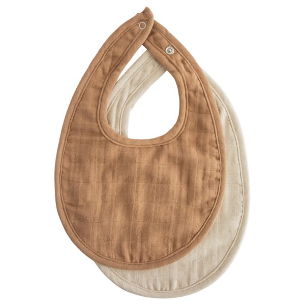 Muslin Bib Set 2-pack - Tan/Fog