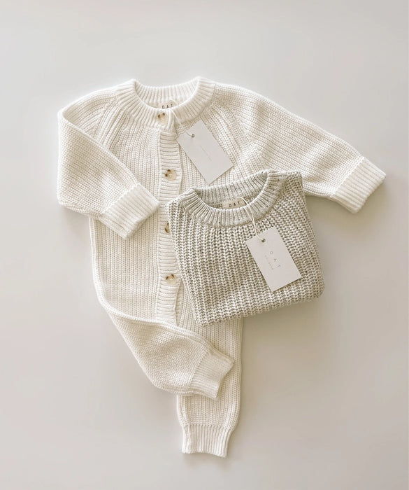 Chunky Knit Playsuit - Powder