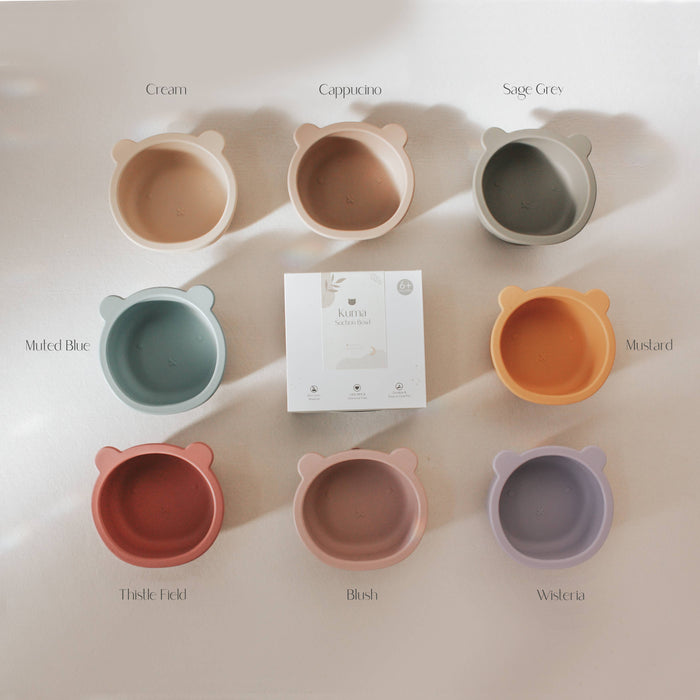 Kuma Silicone Suction Bowl - Sage Grey