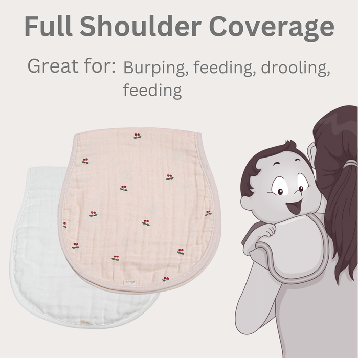 Bamboo Muslin Burp Cloth Set 2-Pack (Cherry/White)