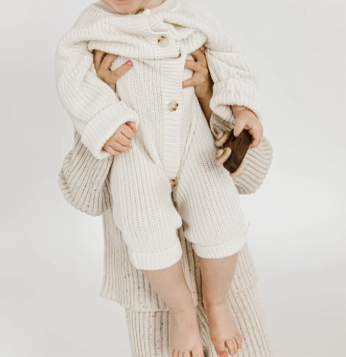 Chunky Knit Playsuit - Powder