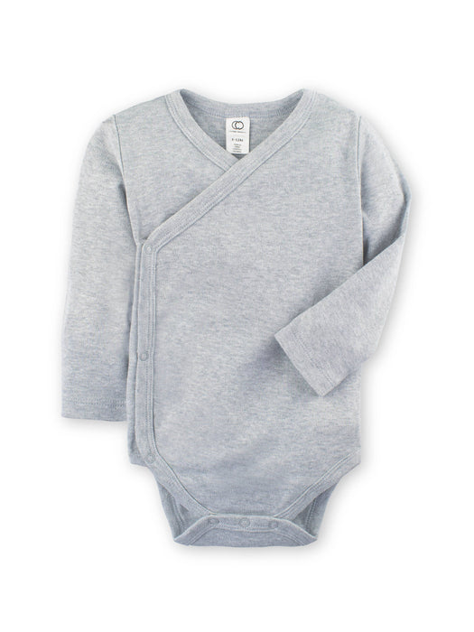 Organic Long Sleeve Classic Kimono Bodysuit - Heather Grey