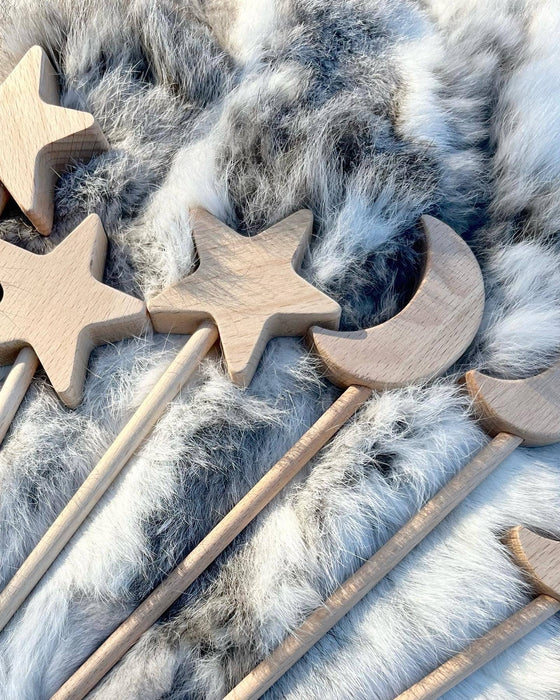 Wooden Girl Wand - Moon & Star | Princess Wand | Keepsafer