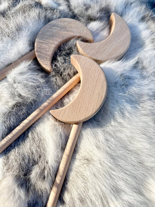 Wooden Girl Wand - Moon & Star | Princess Wand | Keepsafer