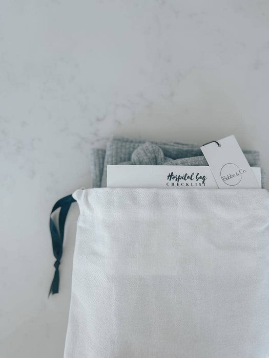 Organic newborn going home ribbed set - charcoal