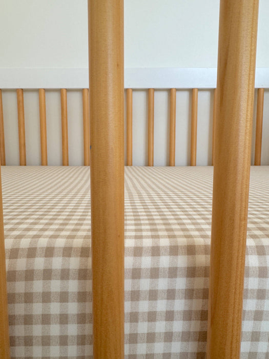 Stretch Crib Sheet, Tan Gingham