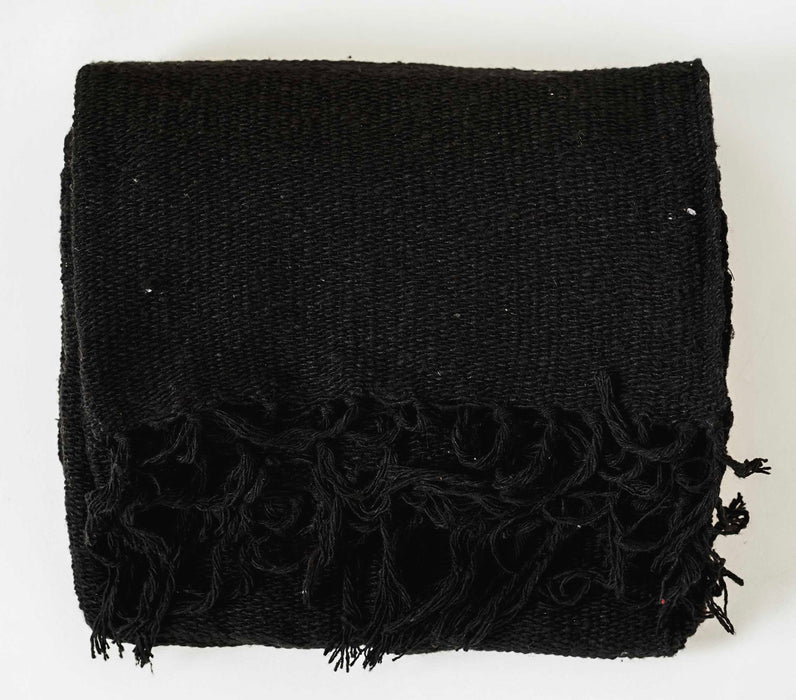 Solid Woven Mexican Blanket - Black