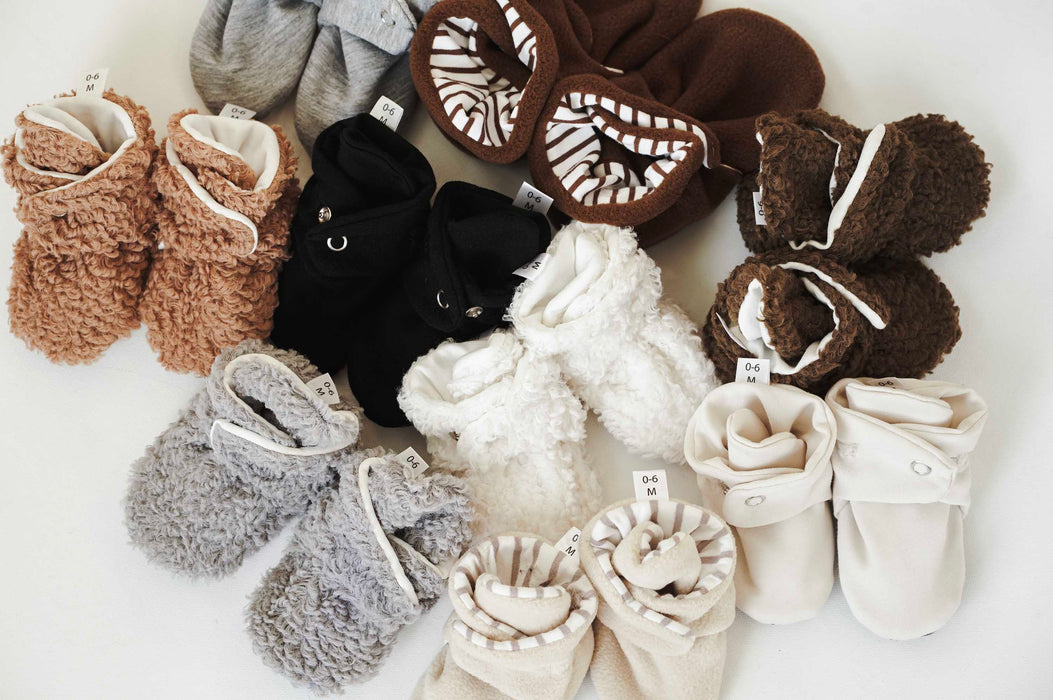 Organic Cotton Fuzzy Booties - Brown