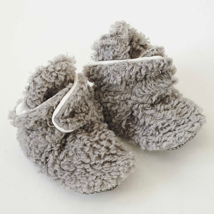 Organic Cotton Fuzzy Booties - Grey