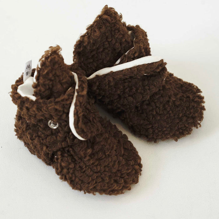 Organic Cotton Fuzzy Booties - Brown