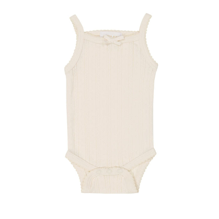 Organic Pointelle Singlet Bodysuit - Natural