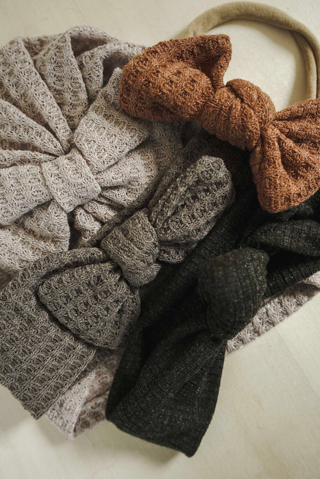 Waffle Cotton Bows - Cocoa