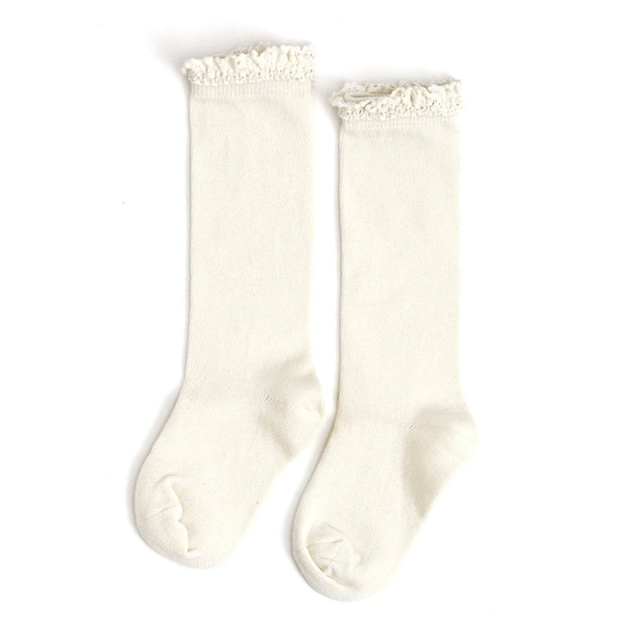 Lace Top Knee High Socks - Ivory