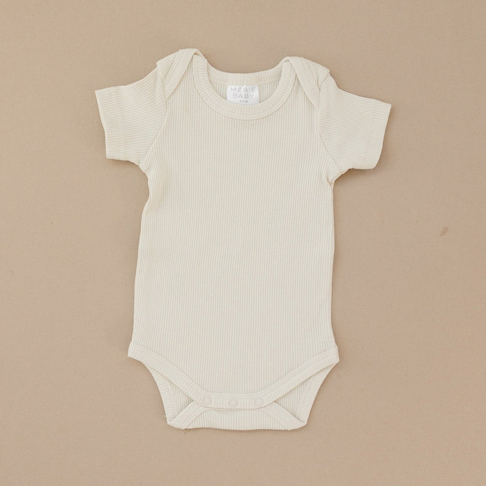 Organic Short Sleeve Ribbed Bodysuit- Vanilla