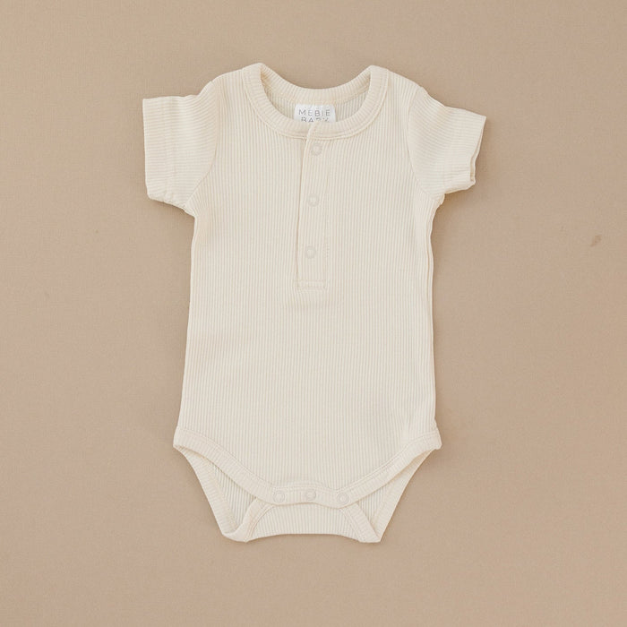 Organic Ribbed Snap Bodysuit- Vanilla