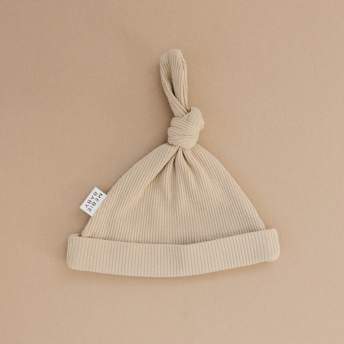 Organic Ribbed Newborn Knot Hat- Oatmeal