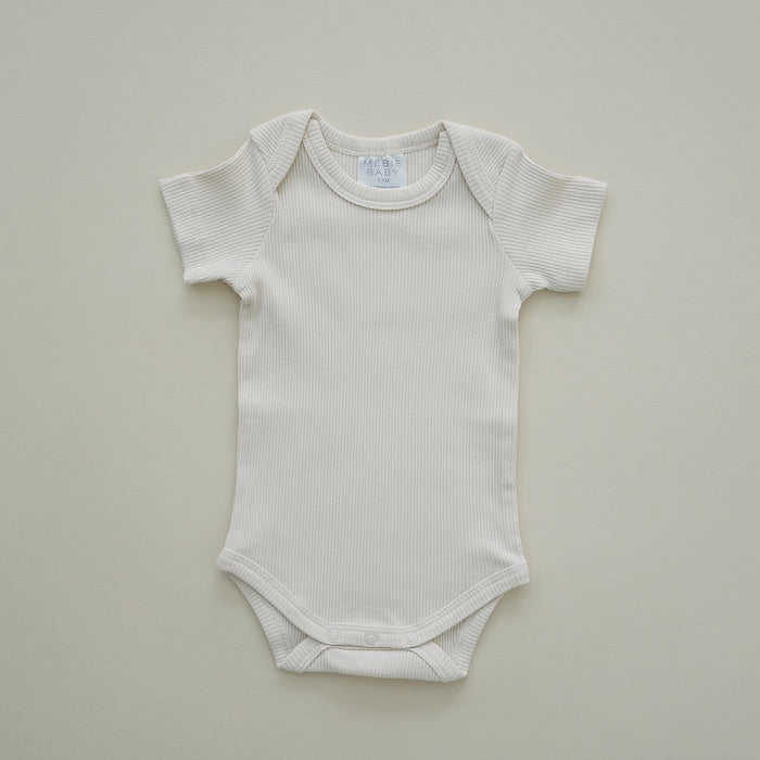 Organic Short Sleeve Ribbed Bodysuit- Vanilla