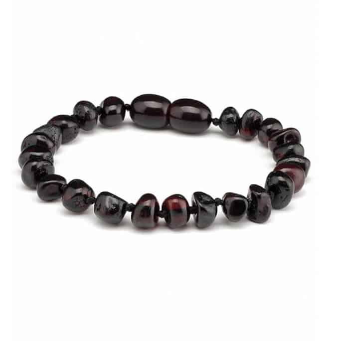 Baby/Child Amber Bracelet - Round Polished Beads - Black Cherry