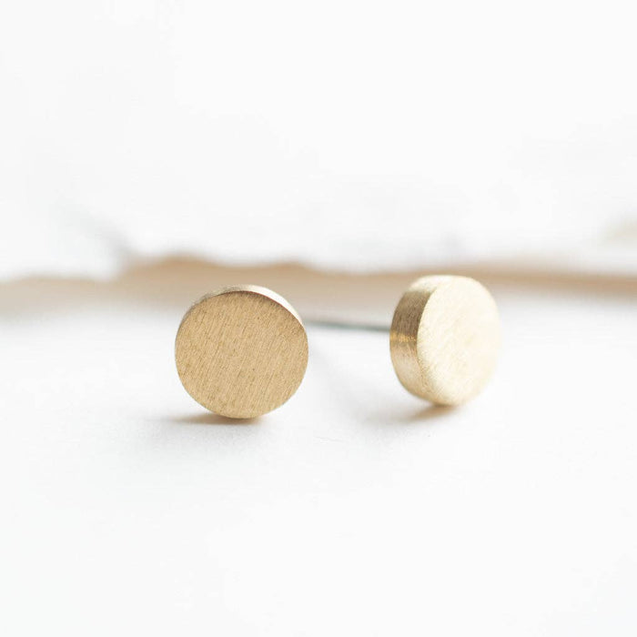 Matte Brass Mini Circle Post Earrings