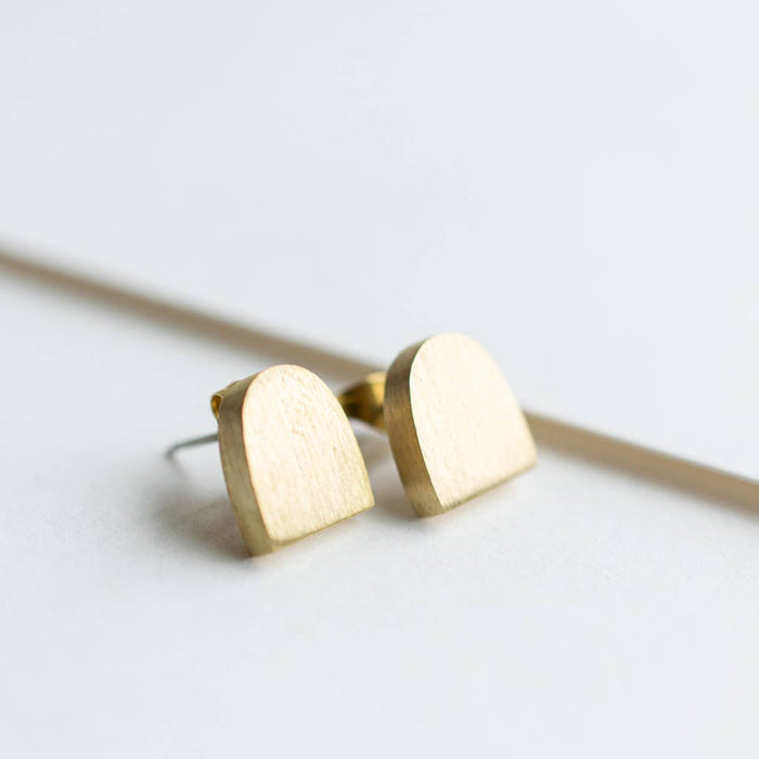 Matte Brass Arch Earrings