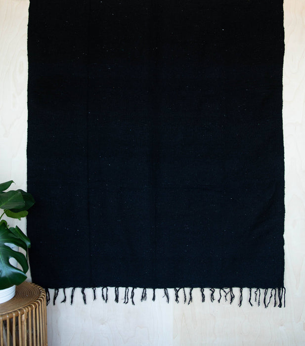 Solid Woven Mexican Blanket - Black