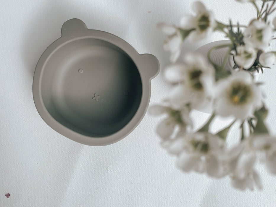 Kuma Silicone Suction Bowl - Sage Grey
