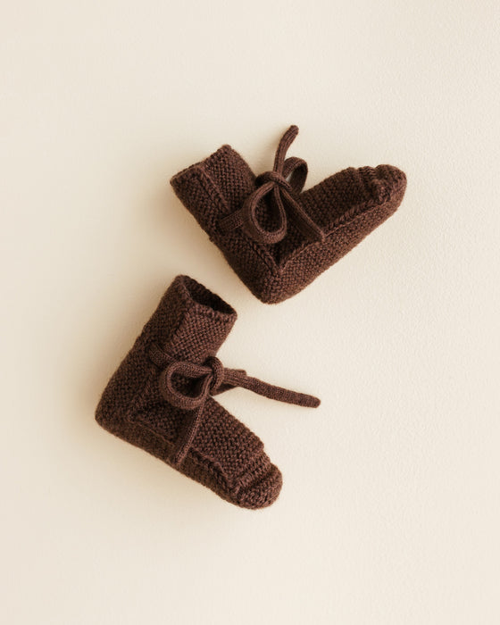 Merino Wool Knit Booties - Dark Brown