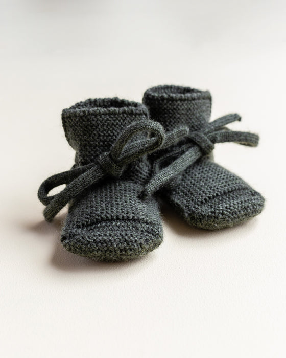 Merino Wool Knit Booties - Pine