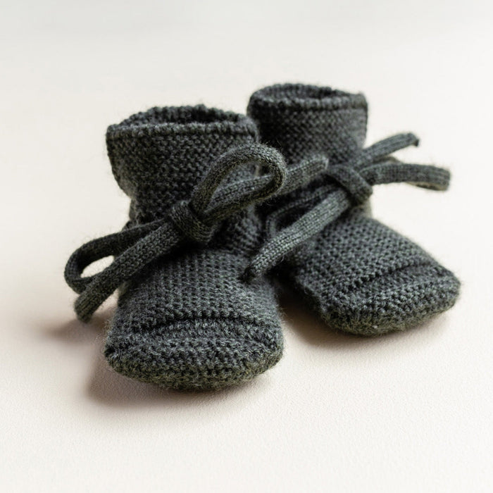 Merino Wool Knit Booties - Pine