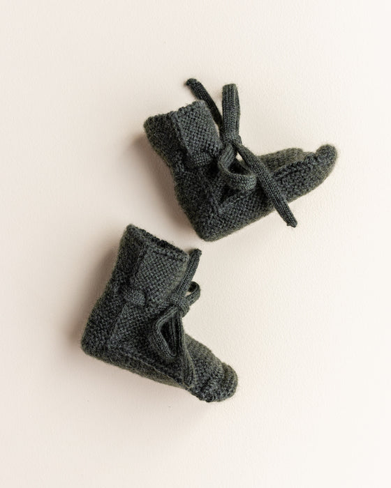 Merino Wool Knit Booties - Pine