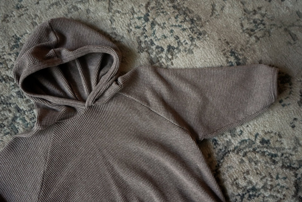 Waffle Hoodie Top- Brown