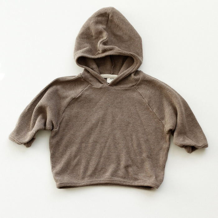 Waffle Hoodie Top- Brown