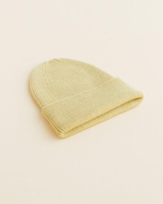 Fonzie Merino Wool Beanie - Light Yellow