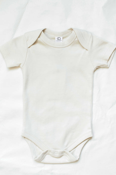 Organic Short Sleeve Ribbed Bodysuit- Vanilla
