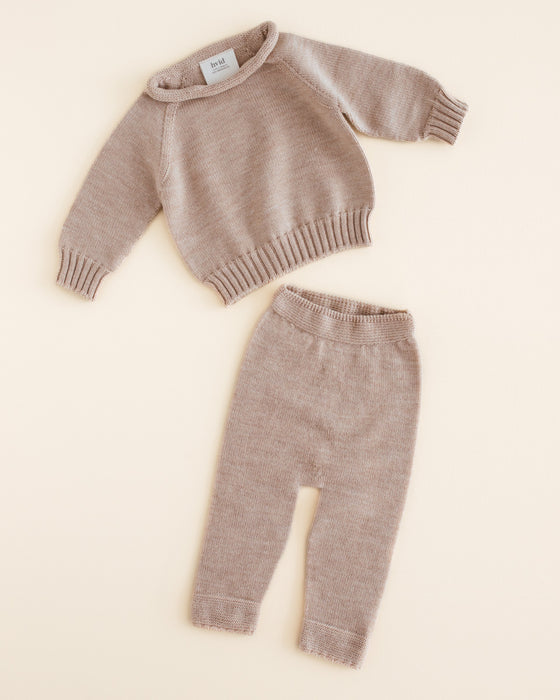 Guido Merino Wool Knit Pants - Sand