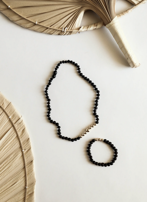 Raw Black Amber + 14k Gold || Adult Necklace ||