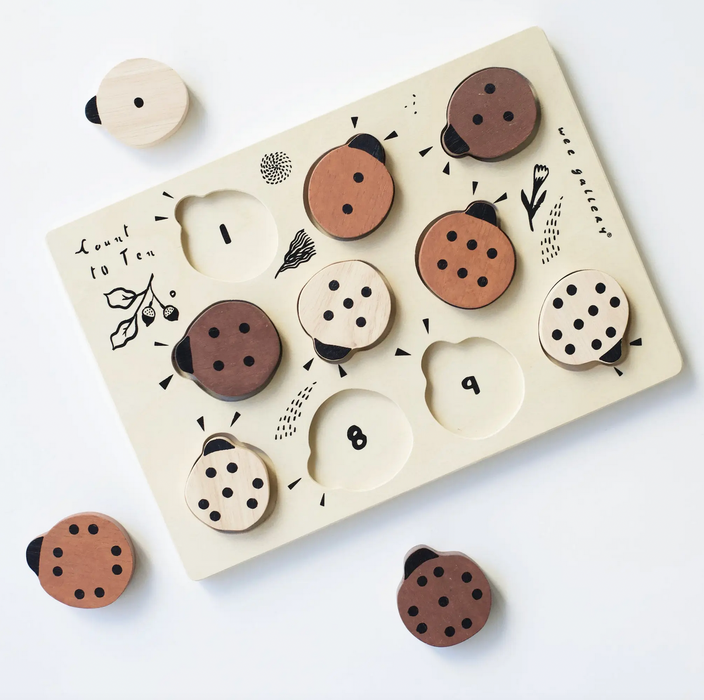 Wooden Tray Puzzle - Count to 10 Ladybugs