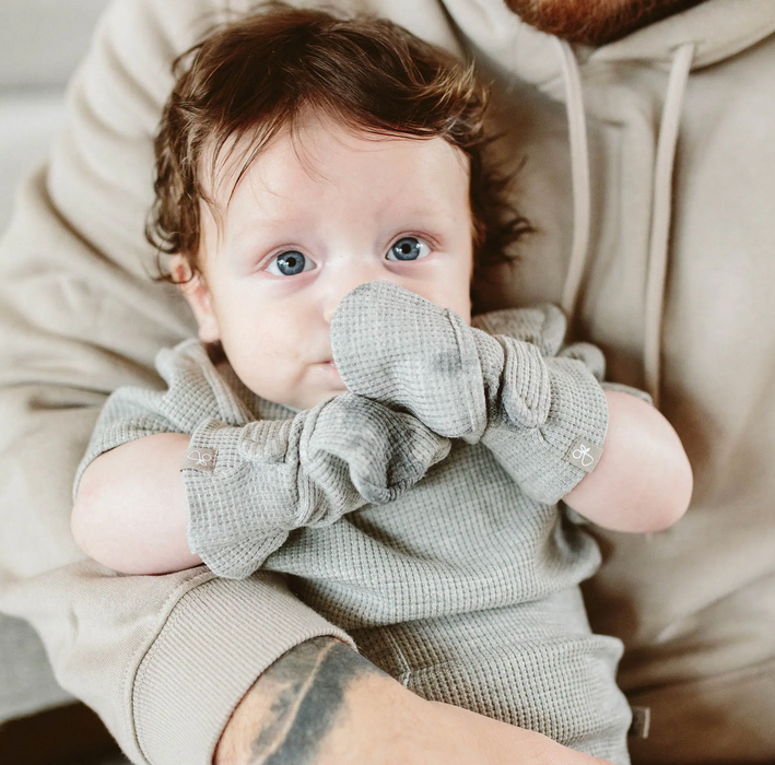 Bamboo Organic Cotton Stay-On Mitts - Thunderstorm